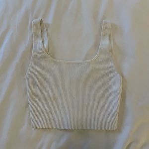 Aritzia baton white cropped sculpt knit tank
